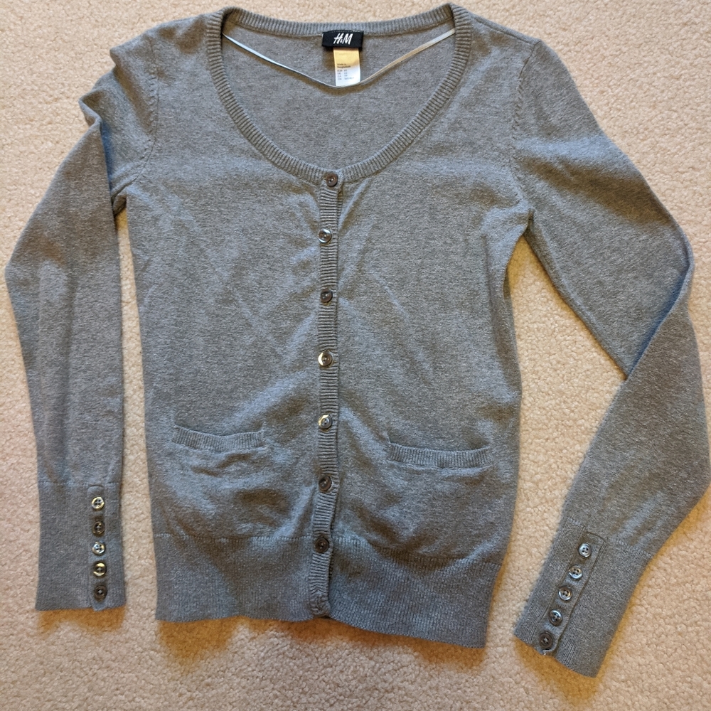 2 H&M cardigan sweaters - one gray and one beige